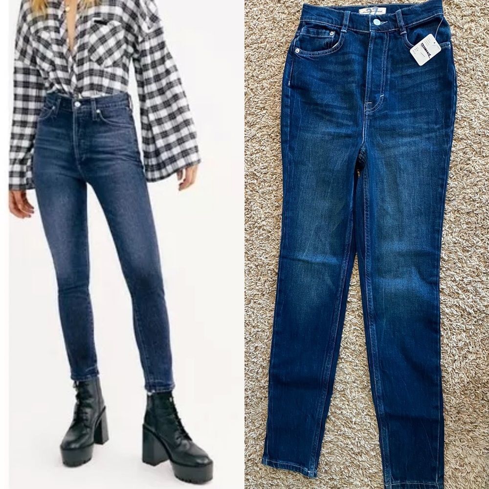 NWT Free People We The Free Super High Rise Skinny Jeans Blue SIZE 27